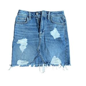 Hollister Distressed Denim Ultra High-rise Skirt Size 00